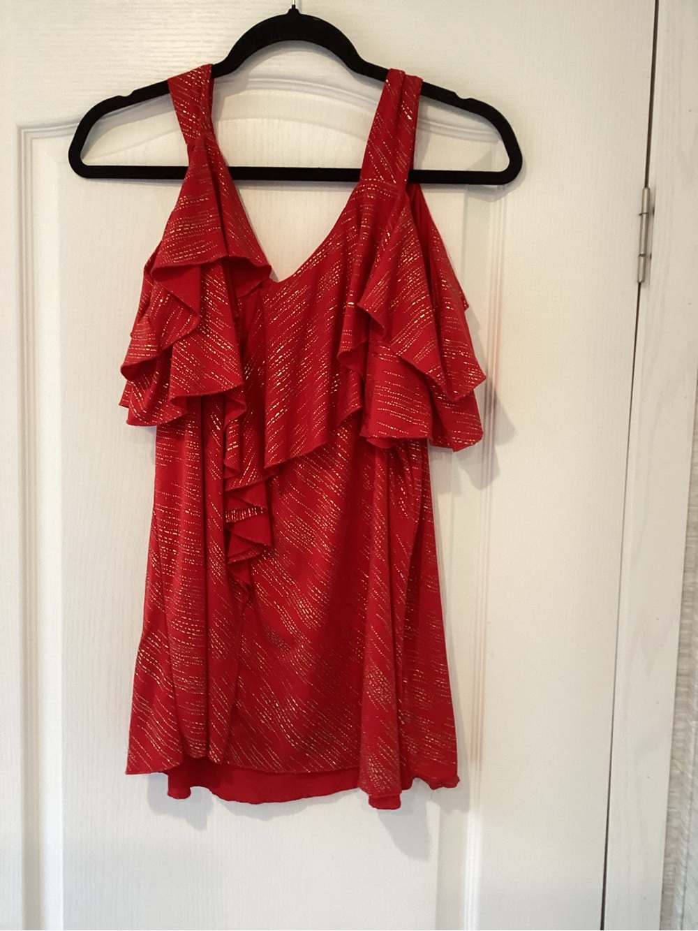 SJS Red Blouse with Metallic Thread 1X BNWT